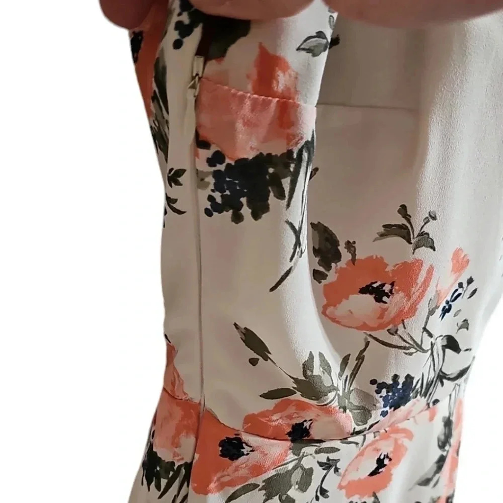 Abercrombie & Fitch S Wrap Mini Dress Coral Floral Flutter Sleeve Statement Y2K - Picture 4 of 8